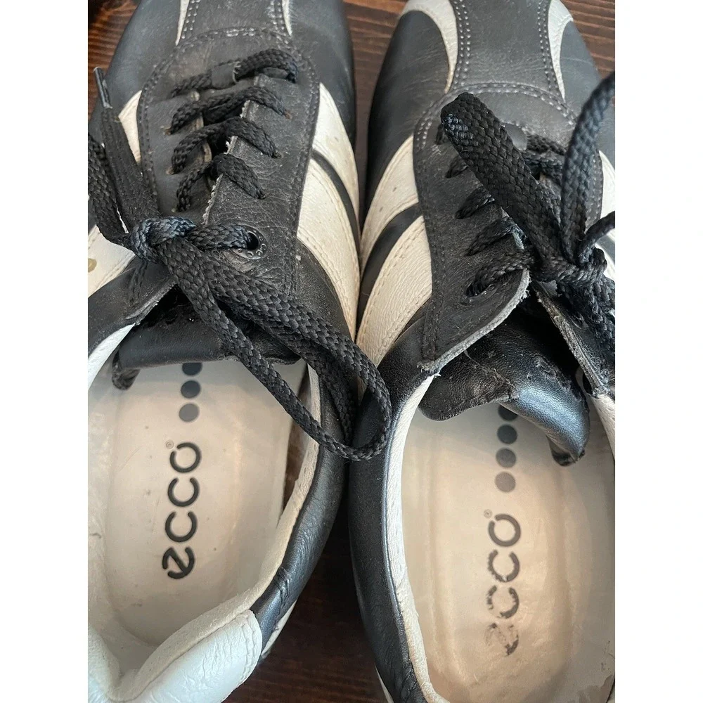 Ecco Men's Black Leather Hydromax Soft Spike Golf Shoes EU Sz 39‎